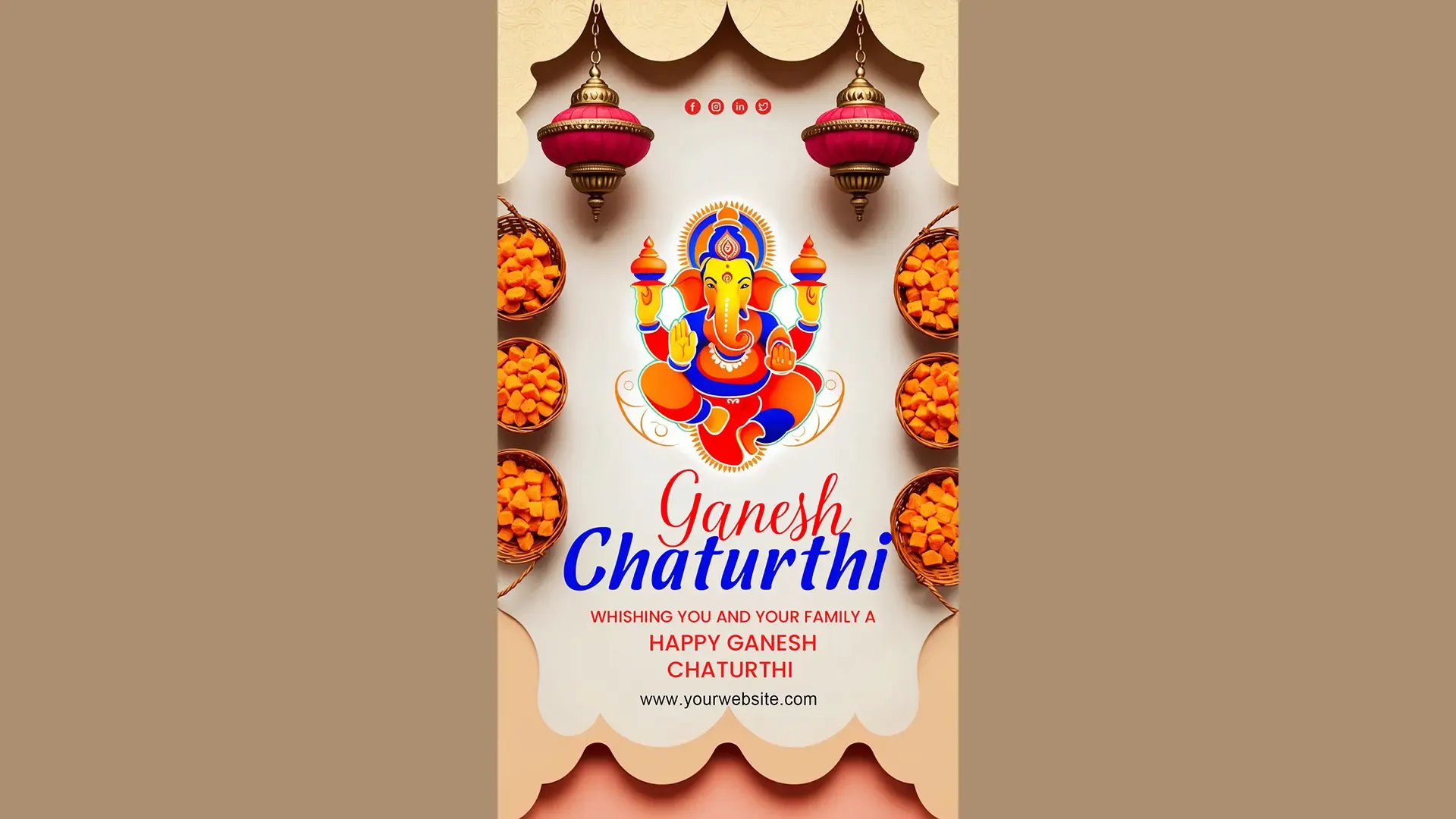 Divine Ganesh Chaturthi Wishes Vibrant Instagram Story Card